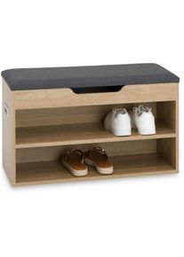 Idimex Banc de rangement à chaussures ISAAC avec coffre, en bois - Coloris chêne sonoma et gris