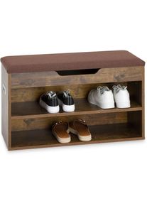 Idimex Banc de rangement à chaussures ISAAC avec coffre, en bois - Coloris old style et brun