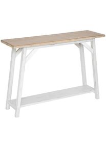 Meuble Console en Bois Blanc esprit Maison de campagne 120 x 83 cm - Atmosphera