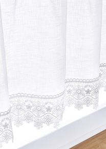 Cafégardin med virkad kant - vit - storlek 30x115 cm - bonprix