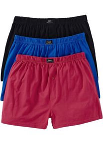 Ledigt skurna boxershorts i bomullsjersey (3-pack) - bl&aring; - storlek 5 (M) - bonprix