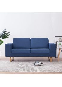 vidaXL - Canapé à 2 places,Banquette Sofa pour Salon Tissu Bleu