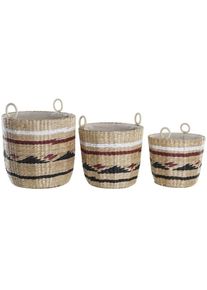 Set de basket Dkd Home Decor Polyester Colonial Fibre (38 x 38 x 36 cm)