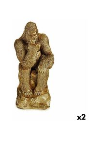 Figurine Décorative Gorille Doré 20,5 x 47 x 23,5 cm (2 Unités)