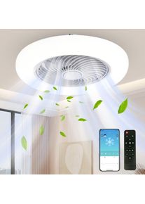 Ventilateurs de ventilateur de plafond intelligent avec lumières, télécommande de décoration de chambre à coucher lampe ventilateur rétractable