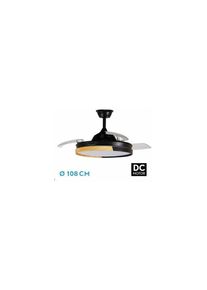 Ventilateur Emperor dc 72W Noir/Hêtre 3 Pales Déployables