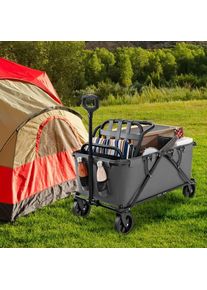 Chariot Pliable 170 l Guidon Réglable Porte-bouteilles Gris CW12395