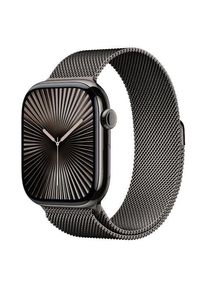 Smartwatch Apple Watch 10 GPS Cellular, Carcasa Slate Titanium 46mm, ecran LTPO OLED, 64GB, curea inox Slate Milanese Loop - M/L