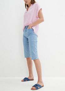 Bermuda slim en jean taille haute - bleu - taille 48 avec coton - bonprix