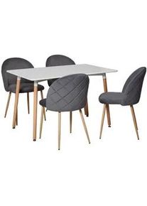 Livetastic Tischgruppe , Grau, Weiß, Buchefarben , Holz, Metall, Textil, Holzwerkstoff , Buche , massiv , konisch , 120x51x75 cm , Esszimmer, Bänke, Eckbankgruppen