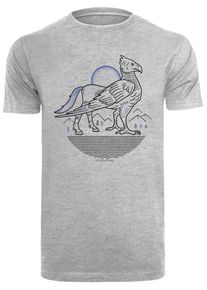 F4NT4STIC Heren Shirt 'Harry Potter Buckbeak Line Art' blauw / grijs / zwart XXXL
