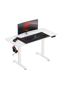 Birou gaming electric Huzaro Hero 8.2, Ecran LCD intuitiv, max 80 kg, Suport casti si pahar, Inaltime ajustabila 72-118 cm (Alb)