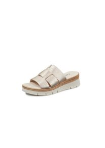 Gabor - Leren slippers met plateauzool, goudkleur, Maat 36, leer