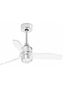 Faro Barcelona Faro just - led Chrome, Ventilateur de Plafond Transparent 81cm Smart - Télécommande incluse, 3000K