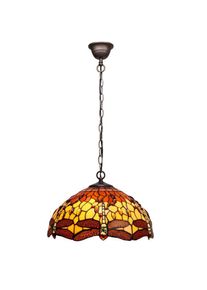 Lampe à suspension de plafond de plus grand diamètre 40 cm avec chaîne Tiffany Belle Amber Series