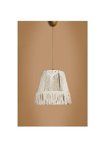 Lustre abat jour Reno D30xH60cm Tissu macramé Crème