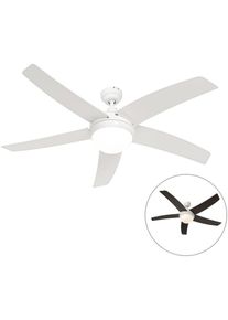 Qazqa - cool - led Dimmable Ventilateur de plafond variateur inclus - 1 lumière - ø 132 cm - Blanc - Moderne - éclairage intérieur - Salon i Chambre