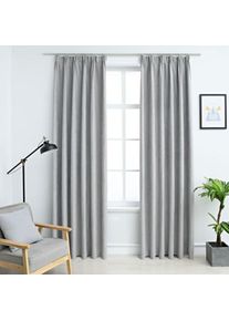 Rideaux occultants avec crochets 2 pcs Gris 140x175 cm The Living Store Gris