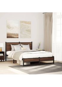 Torana - Cadre de lit en métal sans matelas chêne marron 140x190 cm