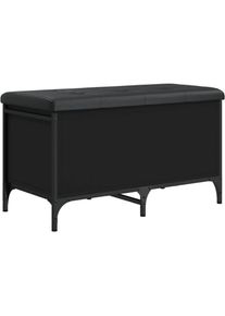 Banc banquette de rangement avec coussin d'assise 82 x 42 x 45 cm bois d'ingénierie noir DEC024783