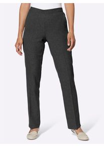 Dames Comfortbroek met comfortband achter in grafiet gemêleerd + grafiet gestreept ,maat 38, WITT, 100% Polyester