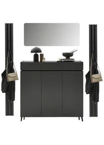Voleo Garderobe , Graphitfarben , Holzwerkstoff , 4-teilig , 185x199x40 cm , Garderobe, Garderoben-Sets & Garderoben-Serien