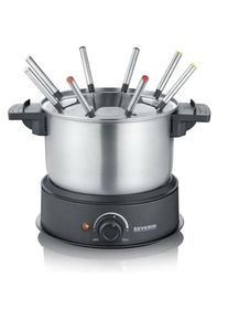 FO2473 Fondue electrique 8 personnes avec caquelon inox amovible, Inclus : Protection anti-projections et 8 fourchettes - Severin