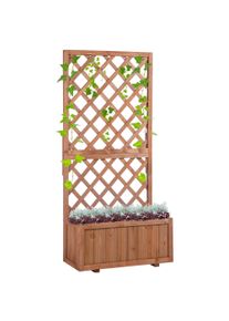 Outsunny Garden Wooden Pine Trough Planter with Topped Trellis Climbing Plants Flower Raised Bed | Aosom Ireland