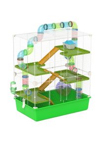 PawHut Hamster Cage w/ Water Bottle, Exercise Wheel, Tubes, Ramps - Green | Aosom Ireland