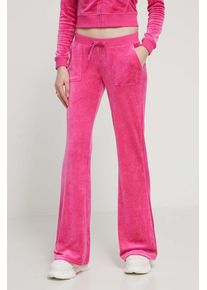 Juicy Couture pantaloni de trening din velur culoarea roz, cu imprimeu