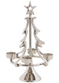 my home Adventsleuchter »Jason, Weihnachtsdeko«, (1 St.), Kerzenhalter Im Besonderen Design, Tannenbaum Aus Aluminium silberfarben, Größe H: 28 cm...