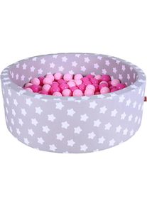 KNORRTOYS® Bällebad »Soft, Grey White Stars«, Mit 300 Bällen Soft Pink; Made In Europe weiß, Bällebad aus kuschelweichem Schaumstoff mit...
