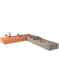 Muddy Buddy® Sandkasten »Flexy Style«, (Inkl. Sandkastenvlies), Warmgrau - Lachs, Holzschutz Vorbehandelt , Größe B/H/L: 90,00 cm x 20,00 cm x...