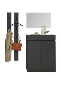 Voleo Garderobe , Graphitfarben , Holzwerkstoff , 4-teilig , 140x199x40 cm , Garderobe, Garderoben-Sets & Garderoben-Serien