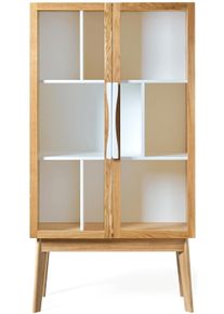 WOODMAN Bücherregal »Hilla«, Breite 88 Cm, Türen Mit Glaseinsätzen, Holzfurnier Aus Eiche beige , Türen mit Glaseinsatz