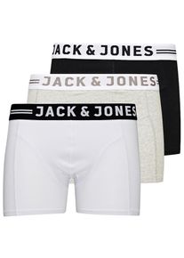 Jack & Jones JACK & JONES Heren Boxershorts 'Sense' grijs gemêleerd / zwart / wit S