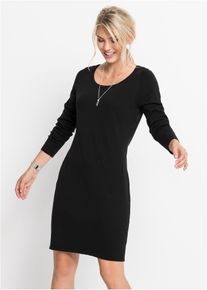 Gebreide jurk - zwart - maat 44/46 (L) - met katoen - bonprix