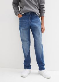 Loose-Fit Stretch-Jeans mit verstellbarem Bund Straight, blau, Größe 158, mit Baumwolle, bonprix