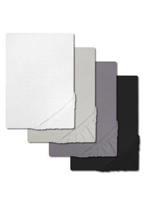Pachet economic 4 culori CloudComfort Basic cearșaf ajustabil jersey stretch alb/gri argintiu/gri închis/negru 90 x 190 - 100 x 200 cm (4 bucăți)