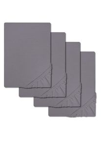 Set de 4CloudComfort Lenjerii de pat Basic jersey stretch gri închis 140 x 190 - 160 x 200 cm (4 bucăți)