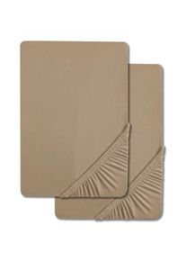 Castell lenjerie de pat jersey bej 90 x 190 - 100 x 200 cm pachet dublu