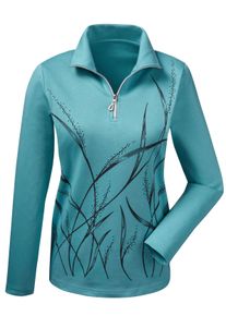 Dames Sweatshirt met motiefprint in winterturquoise gedessineerd ,maat 38, WITT, 100% Katoen
