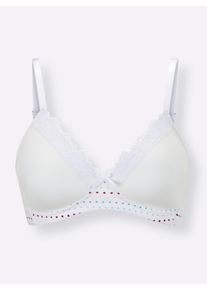 w&auml;schepur Damen Schalen-BH ohne B&uuml;gel mit floraler Spitze in wei&szlig;-bedruckt ,Gr&ouml;&szlig;e 75C, Witt, 83% Polyamid, 17% Elasthan