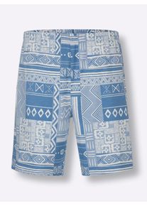 Heren Shorty's in ecru/zand bedrukt + ecru/bleu bedrukt ,maat 44/46, Witt, 100% Katoen