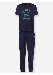 Heren Vrijetijdspak bestaande uit shirt en joggingbroek in marine/groen ,maat 48/50, Witt, 100% Katoen. Onderkleding: 100% Katoen. Shirtmateriaal: 100% Katoen