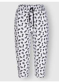 w&auml;schepur Dames Capribroek met kattendessin in grijs gem&ecirc;leerd/zwart bedrukt ,maat 36/38, Witt, 98% Katoen, 2% Polyester