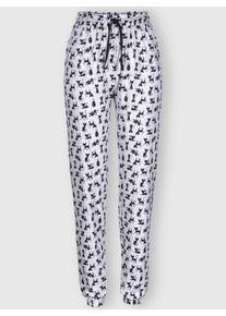 wäschepur Dames Pyjama-Broek in grijs gemêleerd/zwart bedrukt ,maat 36/38, Witt, 98% Katoen, 2% Polyester