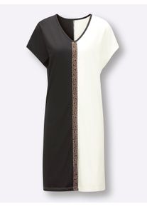 wäschepur Dames Nachthemd in ecru/zwart ,maat 36/38, Witt, 50% Katoen, 50% Viscose