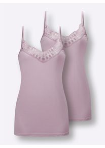 w&auml;schepur Damen Tr&auml;gerhemd mit Spitzenbesatz in mauve ,Gr&ouml;&szlig;e 46, Witt, 50% Baumwolle, 50% Modal