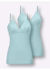 wäschepur Dames Behahemd in mint ,maat 38, Witt, 50% Katoen, 50% Modal. Kant: 63% Viscose, 30% Polyamide, 7% Elastan